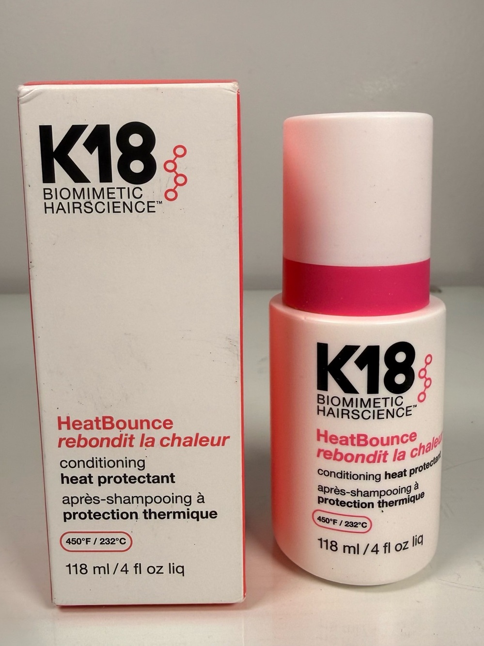 K18 HeatBounce Conditioning Heat Protectant 4oz Leave In Treatment Softens